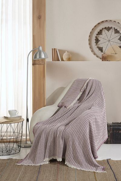 Lux Touch Vera Plum Fotoliu Husa Fotoliu Şal 150 X 200 Cm Pătură TV Plasă Bumbac