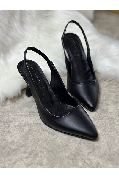 İmerShoes Ежедневни дамски плоски обувки с остър връх и тънък ток без шарка, черни, вечерни, 101b