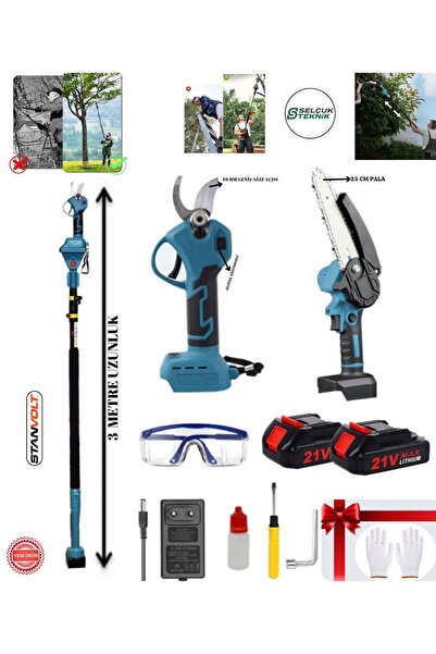 STANVOLT 40 MM DİJİTAL AKÜLÜ BUDAMA BAĞ MAKASI-25 CM AKÜLÜ BUDAMA TESTERE,  3...