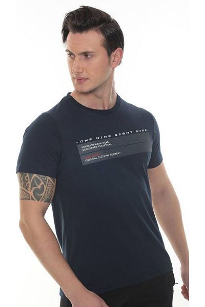 FORE SPORT Ανδρικό μπλουζάκι One Nine Navy Blue με στάμπα