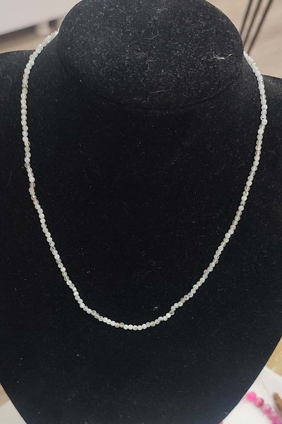 TAŞÇIZADE 2 mm Facet Cut Moon Stone Natural Natural Stone Necklace