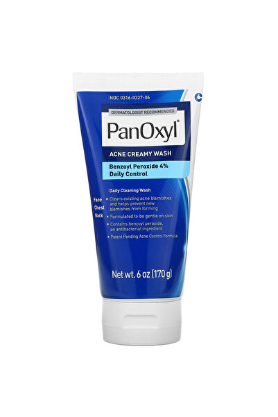 panoxyl Acne Creamy Wash Benzoyl Peroxide 4% Daily Check, 6 Oz (120g)
