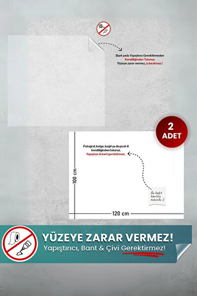Pi Papers 100x120 Cm 1 Şeffaf 1 Beyaz, Yapışkansız Statik Tutunabilir Yazı Ta...