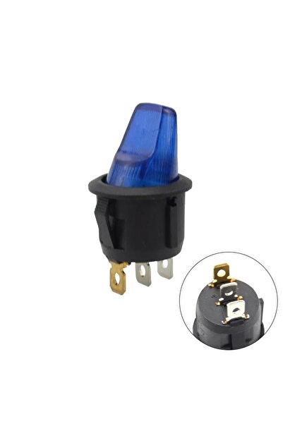 Maroces MR-131AS YUVARLAK MAVİ IŞIKLI ANAHTAR ON-OFF 3 BACAKLI 12VOLT
