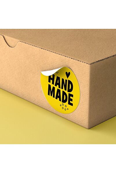 Ambalaj Modacısı Yellow Handmade Fast Handing Sticker 100Pcs