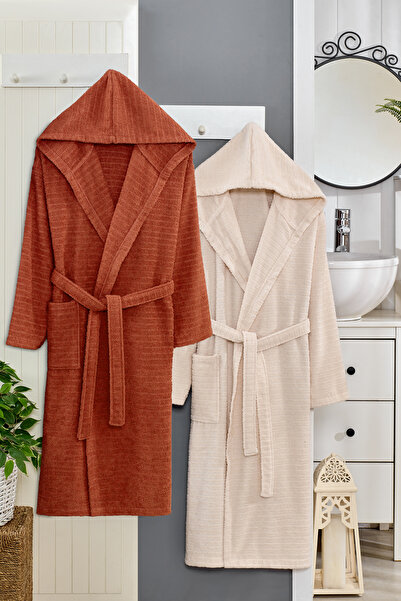 Valezium 2 PIECES HOODED COTTON BATHROBE