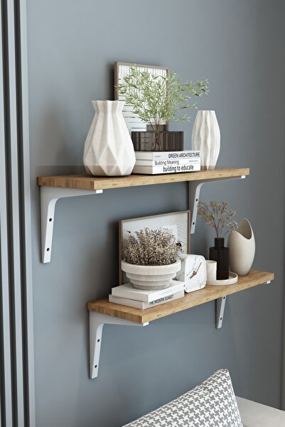 Armarks 2'li Plastik Ayaklı Duvar Rafı, Dekoratif Duvar Rafı, Kitaplık Duvar ...