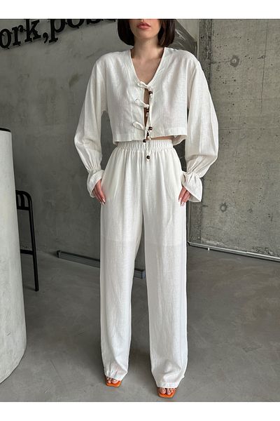 Laluvia Ecru Real Linen Design Set