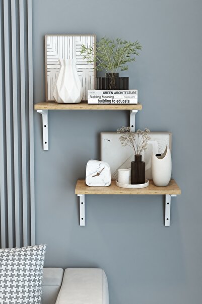 Armarks 2'li Plastik Ayaklı Duvar Rafı, Dekoratif Duvar Rafı, Kitaplık Duvar ...