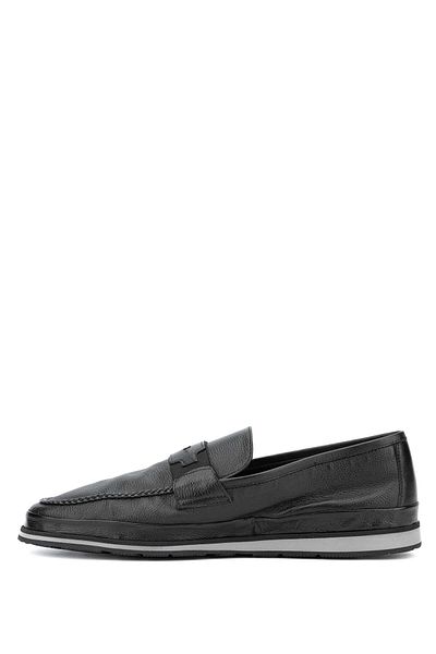MARIO BRUNI Genuine Leather Black Men's Loafer Shoes