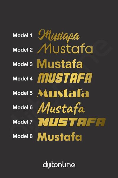 Dijitonline 2 Adet 20cm Isim Yazı Araba Sticker - Çıkartma Oto Sticker - Araba Sticker