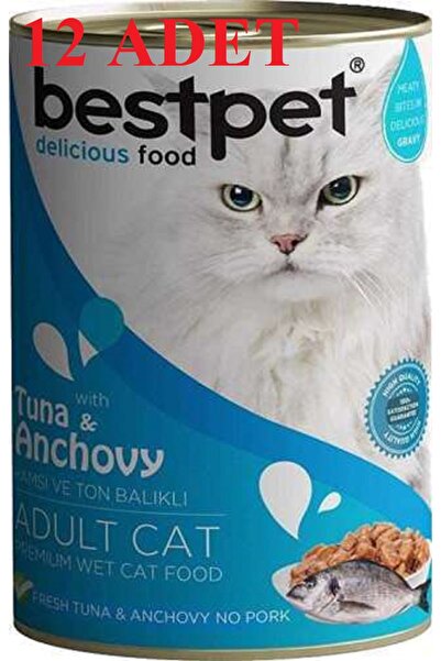 Hamsi ve Ton Balıklı Yetişkin Kedi Konservesi 400gr X 12 ADET
