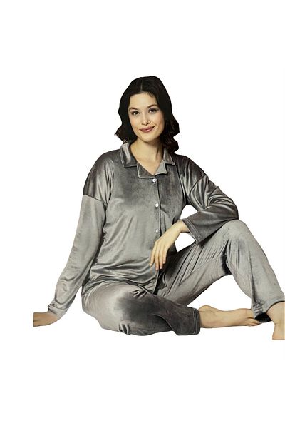 Sude Velvet, BUTTONED Pajamas Set