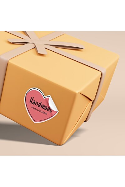 Ambalaj Modacısı ملصق مطبوع سريع الصنع مصنوع يدويًا على شكل قلب وردي 100 قطعة