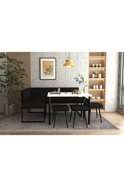 Wood House PAMİR KÖŞE TAKIMI SİYAH-BEYAZ  (MUTFAK,BAHÇE,BALKON,OTURMA ODASI)