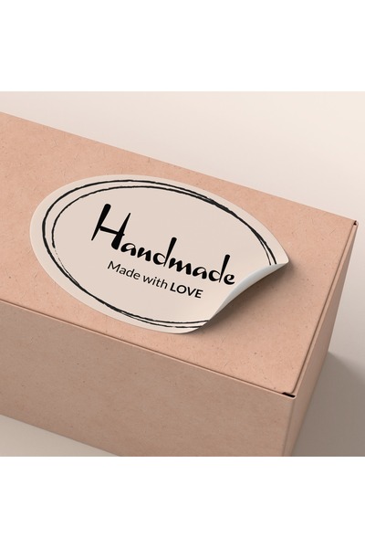 Ambalaj Modacısı Pudra with Love Handmade Fast Press Sticker 100 Pcs
