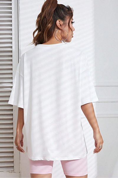 MODAGEN Μπλουζάκι Unisex White Crew Neck 90's printed oversize