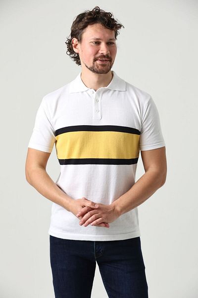 F&K 77100 Color Blocked Polo Neck Ανδρικό πλεκτό T-Shirt