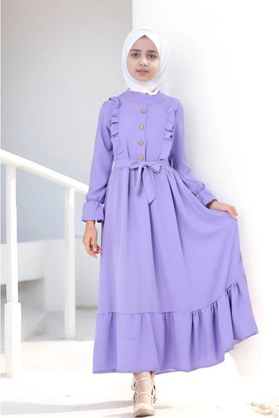 Wild Flower Young Girls Dress Long Sleeve Hijab Suitable Gilet