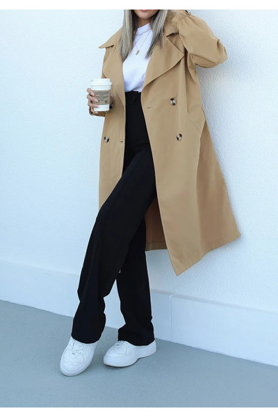 My Blog Dámský trenčkot s velbloudím rukávem s detaily