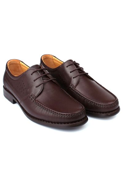Anıl Ayakkabı ÇPR 288 Men's Brown Lace-Up Genuine Leather Anatomical Sole Comfortable Soft Casual Shoes
