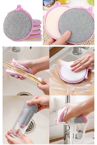 Dalian Home Double Sided Dish Sponge - Pan, Plate Oil Remover and Stain Remover Scouring Wire