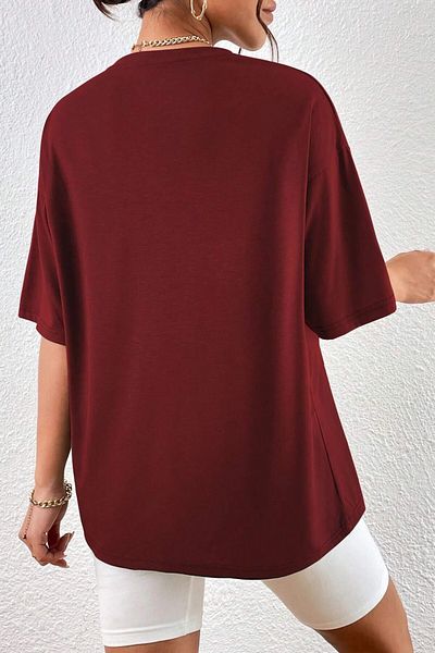 MODAGEN Tricou damă roșu Claret 1976 Dreams imprimat