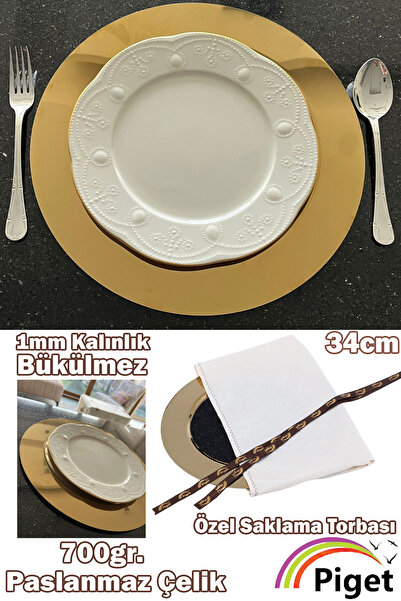 PİGET 1 Adet Paslanmaz Çelik Yuvarlak Supla Gold 1mm Kalınlık 34cm, Ağır Sağl...