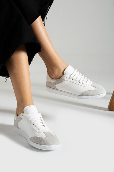 İnan Ayakkabı Pantofi de damă albi casual (talpă 3,5 cm)