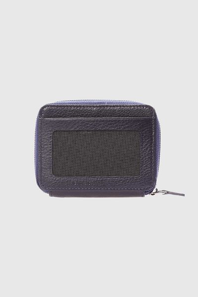 Grande 739 Genuine Leather Horizontal Card Holder with Zipper and Snap Fastener Arsel Navy Blue
