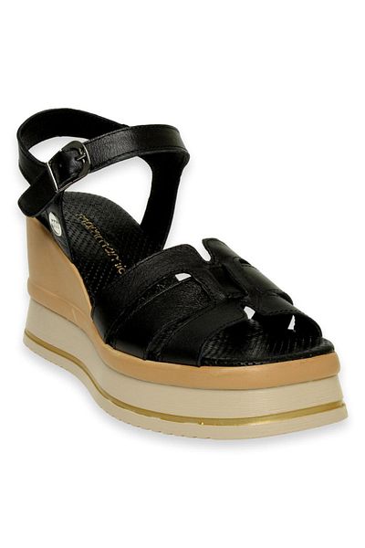 Mammamia D24Ys-1535Z Wedge Heel Μαύρα γυναικεία σανδάλια