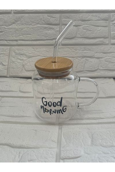 MİMOZA PARK 300 ML Handled Good Morning Presentation Cup with Bamboo Lid and Straw Pinterest Cup