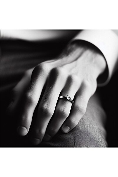 Giove Tek Taş Erkek Alyans (mat siyah)