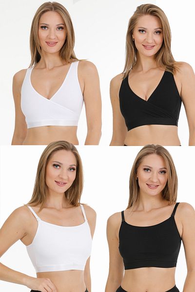 par lingerie pl Комплект от 4 бюстиета за кърмене, черно-бял