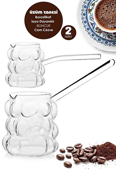 Rosemor 2-Piece Grape Grain Glass Coffee Pot Heat Resistant Borosilicate Beads