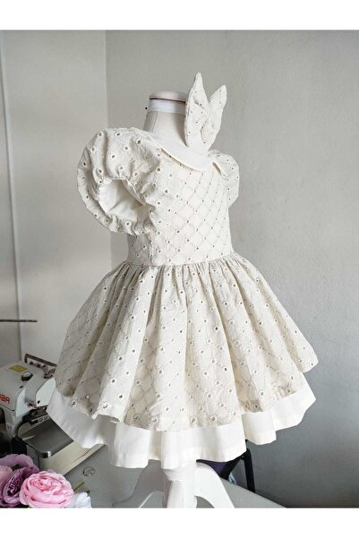 RENGARENK Girl's Scallop Dress with Collar Detail