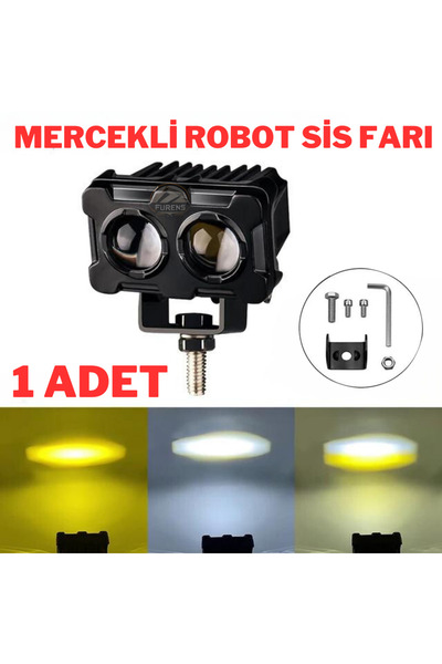 Furens Robot Sis Farı 1 Adet Sarı – Beyaz 50W Motosiklet Off Road Atv Utv Ara...