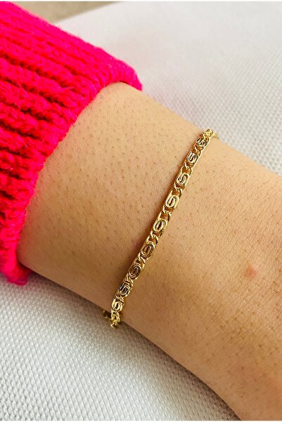 xesha Altın Kaplama Bileklik Gold Renk Kadın Zincir Bilezik Künye