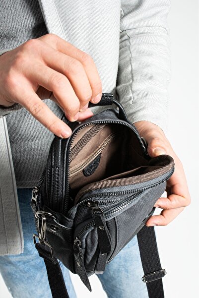 Çanta Trend Mega Чоловіча сумка через плече з канвасу та штучної шкіри з регульованими ременями