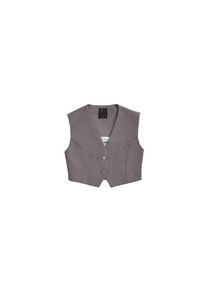LifeisFashion Quzu Button Detailed Crop Vest