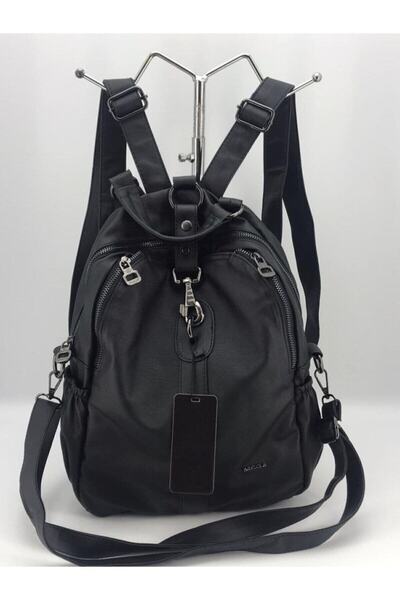 MEGA ÇANTA Rucsac și geantă de umăr din piele moale neagră pentru femei Ec4