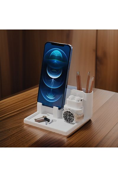 3DLAYERCRAFT Multi-Purpose Desk Organizer Phone, Clock, Key, Pen Organizer