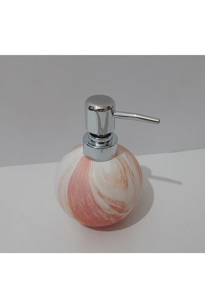 renkli çiçekler Marble Patterned Porcelain Round Liquid Soap Dispenser 15 Cm