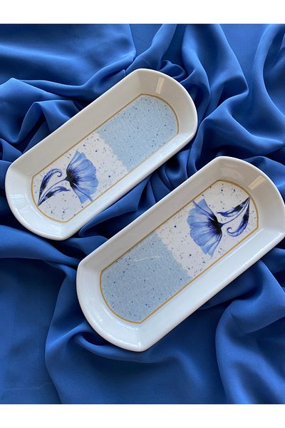 VENÜS HOME DECORATION 2 Pieces of Poppy Model Oval Breakfast Plate
