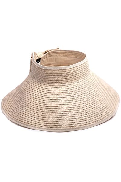 MARBERRY Beige Ribbon Detailed Straw Visor Women's Hat
