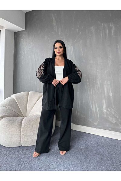 GİYSİ DÜNYASI LINEN FABRIC JACKET PANT 2 SET