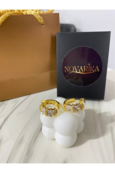 NOVARİKA Kadın Kuyumcu Model Zirkon Taşlı Yüksek Kalite Kararmaz Çelik Küpe