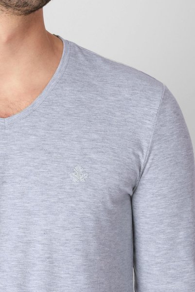 ADAM BOXES V-Neck Long Sleeve T-shirt Np-trelargo - Light Gray