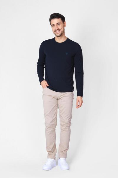 ADAM BOXES O Neck Long Sleeve T-shirt Np-dolargo - Navy Blue