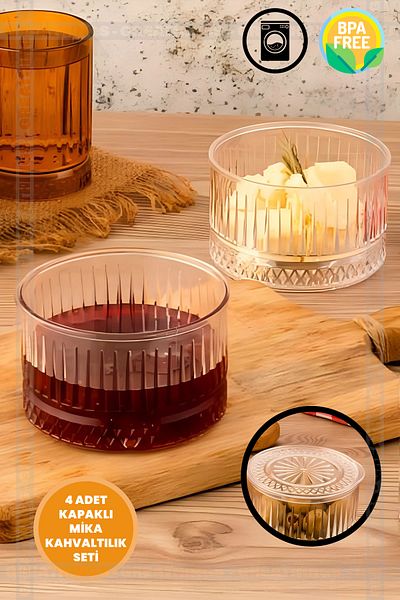Greathings 4-Piece Crystal Round Covered Breakfast Set -Not Glass-